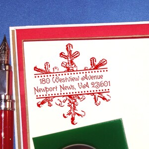 Sneeuwvlok zelfinktende stempel, winteradresstempel, winterhuwelijksuitnodiging, nieuwjaarsadresstempel, echte sneeuwvlok, kerstkaarten 11