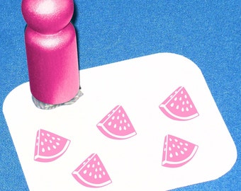 Watermelon Slice Peg Stamp Little Watermelon Rubber Stamp Summer Fruit Stamp for Journaling Summer Craft Slice of Watermelon Mini Stamp