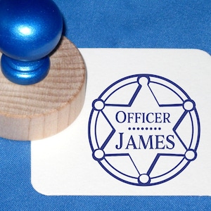 Politieagentstempel voor kinderen, sheriff kinderstempel, gepersonaliseerde naamstempel, aangepaste kinderstempel, rechercheur spelen, cadeau voor kleine jongens
