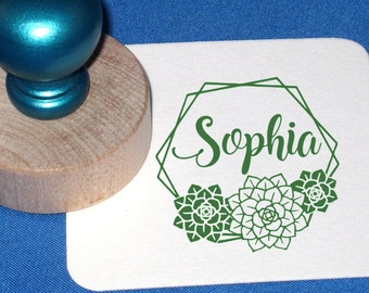 Succulent Name Stamp for Teen, Succulent Personalized Stamp, Succulent Garden Custom Stamp, Tween Christmas Gift Idea, Hens and Chicks Stamp