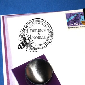 Honey Bee Address Stamp, Custom Round Bumble Bee Return Address Stamp, Bee Hive, Bee Keeper, Apiary, Honey Brand Stamp, Christmas Gift 11