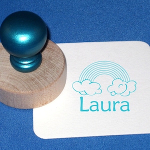 Rainbow Name Stamp, Rainbow Childs Stamp, Rainbow Personalized Stamp, Rainbow Rubber Stamp, Rainbow with Clouds Kids Stamp, Rainbow Baby