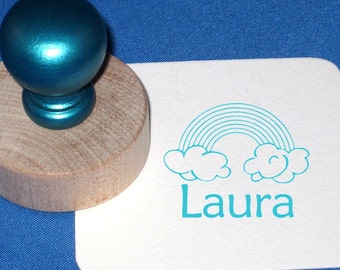 Rainbow Name Stamp, Rainbow Childs Stamp, Rainbow Personalized Stamp, Rainbow Rubber Stamp, Rainbow with Clouds Kids Stamp, Rainbow Baby