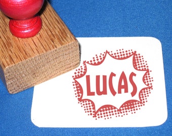 Comic Book Kids Name Stamp, Pop Art Stamp for Kids, Vintage Comic Book, Super Hero, Superhero, Stocking Stuffer for Boys, Tween Boy Gift