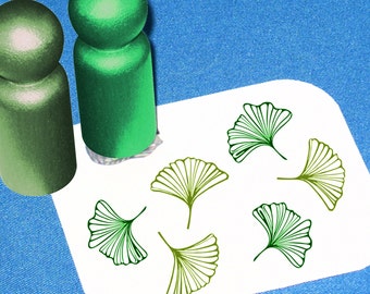 Ginkgo Leaf Stamps Cute Little Ginkgo Peg Stamps Leaf Stamp Set Small Ginkgo Leaves Rubber Stamps for Journaling, DIY Stationery, Planner