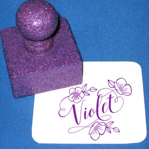 Floral Personalized Stamp for Girls, Flower Stamp, Botanical Calligraphy Customized Stamp, Name Stamp for Teens, Teen Stocking Stuffer
