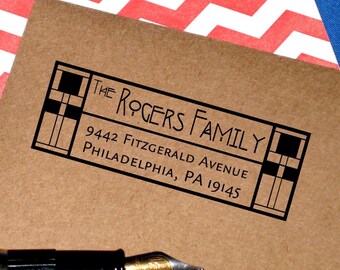 Custom Craftsman Style Address Stamp, Mission Style Return Address Label, Arts and Crafts Font, Self Inking Address Stamp, Mother's Day Gift