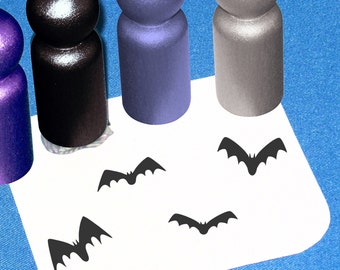 Bat Stamp Little Bat Silhouette Rubber Stamps Small Vampire Bat Stamps Four Styles of Tiny Bats Halloween Stamp Set Bat Rubber Stamps