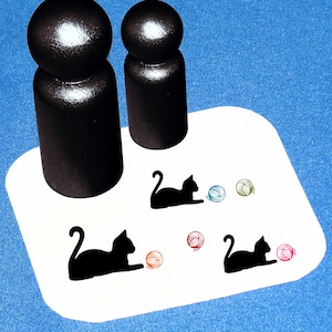 Cat Stamp, Little Kitty Silhouette Rubber Stamp, Small Kitten Stamp, Cat and Ball of Yarn Stamp Set, Tiny Cat Stamp for Planner