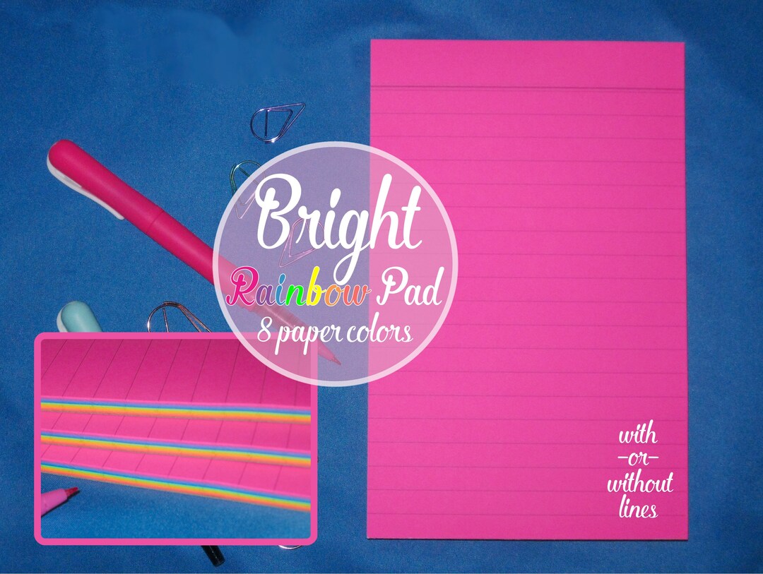 Rainbow Colored Notepad, Bright Multicolor Letter Writing Pad for Kids ...