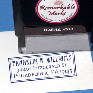 Aangepaste ambachtsman stijl lettertype zelfinktende retouradres, aangepaste rubberen stempel, mannelijk adres, kunst- en ambachtslettertype, Vaderdagcadeau