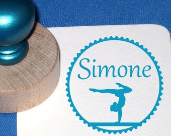 Gymnastics Gift, Gymnast Name Stamp for Girls, Personalized Yoga Stamp, Gift for Coach, Gymnastics Birthday Party, Gymnastics Team Gift