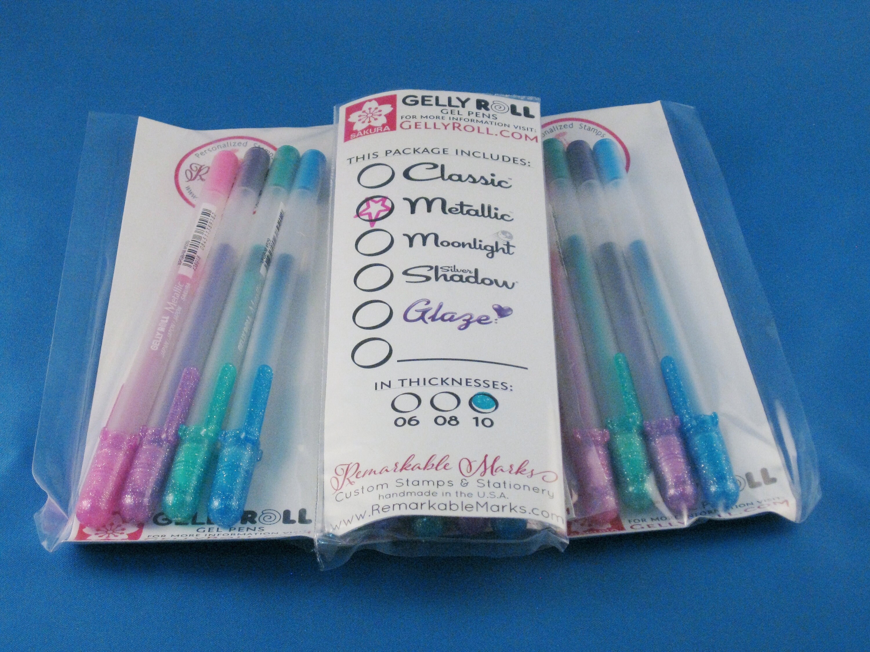 Sakura Gelly Roll Metallic Pens, Archival Metallic Gel Pen Set of 4 Colors,  Black Paper Pens, Blackout Journaling, Jelly Roll Pens 