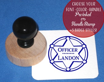 Police Officer Stamp for Kids, Sheriff Kids Stamp, Personalized Name Stamp, Custom Kid's Rubber Stamp, Play Detective, Gift For Little Boys