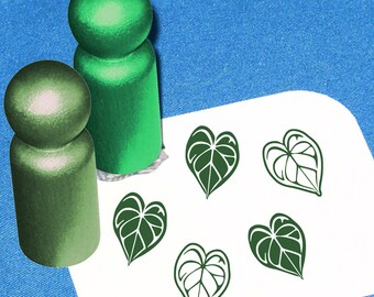 Philodendron Leaf Rubber Stamp, Tropical Leaf Mini Stamp, Little Leaves Rubber Stamps, Plant Leaf Stamps for Crafts, Journaling, Planners
