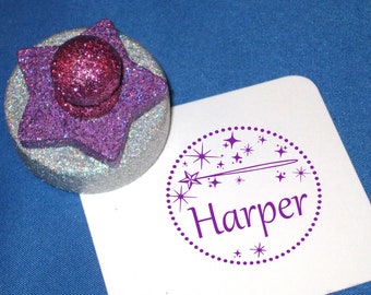 Princess Wand Stamp, Personalized Wand Stamp, Princess Personalized Gift, Princess Stamp, Magic Wand, Sparkles, Princess Birthday Party,