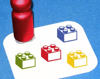 Building Block Rubber Stamp, Little Brick Stamp, Mini Block Stamp, Plastic Brick Stamp, Planner Stamp, Calendar Stamp, DIY Kids Card Making