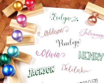 Kids Name Stamp, Kids Personalized Gift, Customized Childs Name Stamp, Kids Rubber Stamp for Teen Gift Wood Handle Stamps Tween Gift Idea