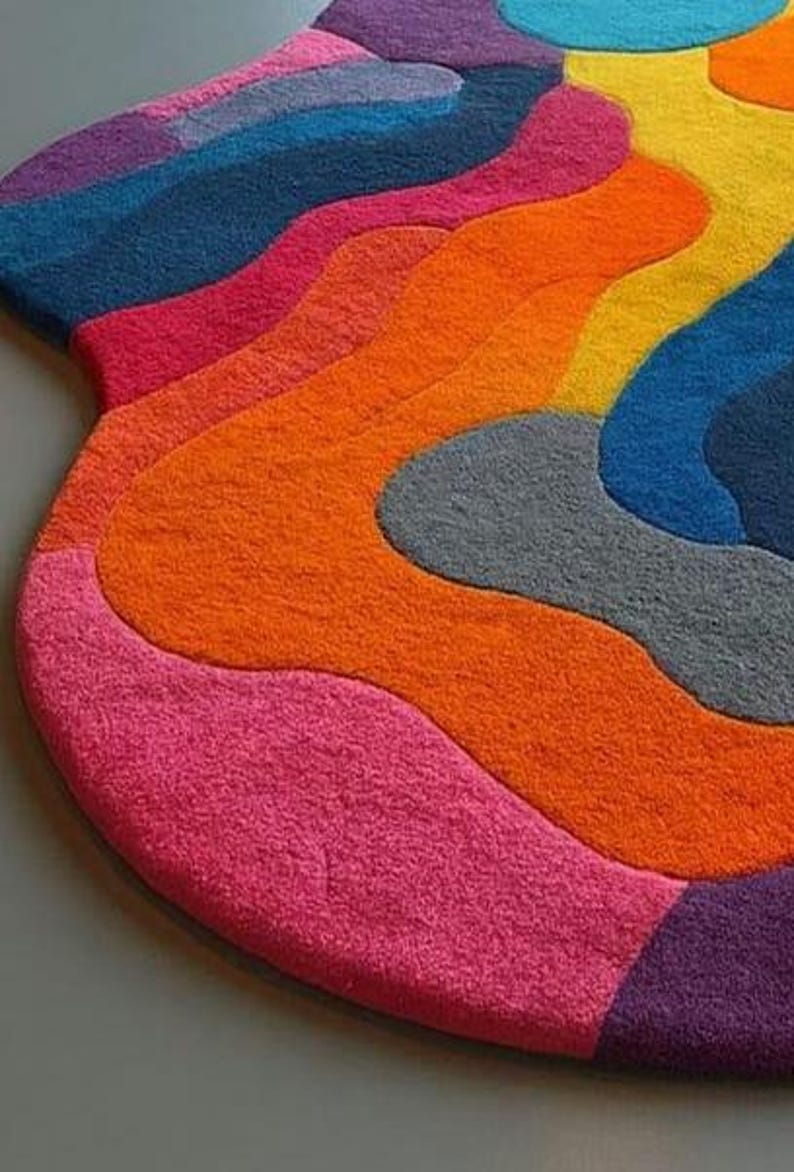 Irregular Abstract Area Rug Hand-tufted Wool Rug: Irregular Abstract Design, Multi-color - Etsy