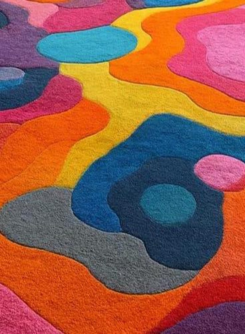Hand-tufted Wool Rug: Irregular Abstract Design, Multi-color - Etsy