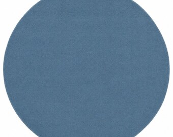 Alfombra redonda azul hecha a mano de 8 x 8 pies, alfombra circular minimalista, decoración estética de color sólido para habitaciones de 5 x 5, 6 x 6, 7 x 7 pies.