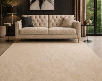 Handmade Tufted Rug Beige Minimalist Large Area Rug Neutral Living Room Carpet Soft Modern Home Decor 4x6 5x8 6x9 8x10