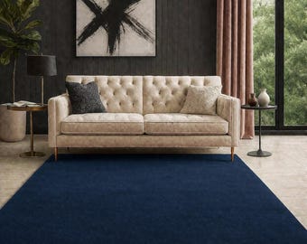 Luxury Navy Blue Tufted Rug, Handmade Modern Area Rug for Living Room Decor 4x6 5x7 5x8 6x9 8x10 9x12