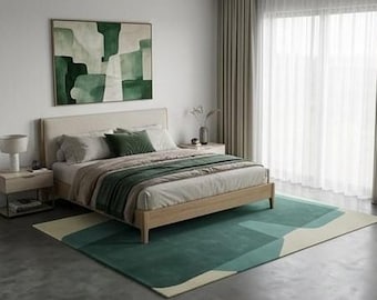 8x10 Handmade Tufted Rug Green Geometric Rug Modern Area Rug Living Room Bedroom Decor 5x8 6x9 7x10 8x10 9x12 9x13