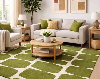 8x10 ft Green Abstract Tufted Rug Handmade Modern Area Rug Geometric Carpet Living Room Decor Soft Luxury Floor Rug 4x6 5x8 6x9 8x10 9x12