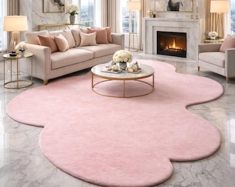 9x12 Pink Cloud Shaped Rug, Handmade Tufted Rug, Modern Living Room Area Rug 5x8 6x9 8x10 9x12