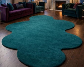 8x10 Handmade Tufted Abstract Rug, Modern Living Room Rug, Luxury Irregular Shape Carpet