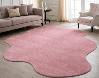 9x12 ft Handmade Tufted Pink Rug, Irregular Shape Area Rug, Modern Aesthetic Carpet, Soft Plush Living Room Decor Rug 5x8 6x9 8x10 9x12