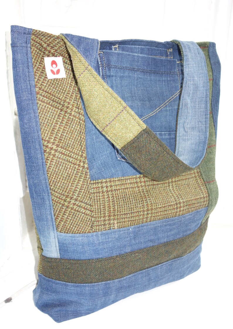 Denim and Tweed Tote Bag