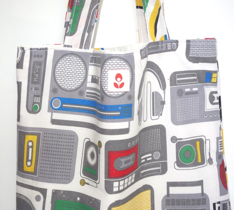 Retro Music Fabric Tote