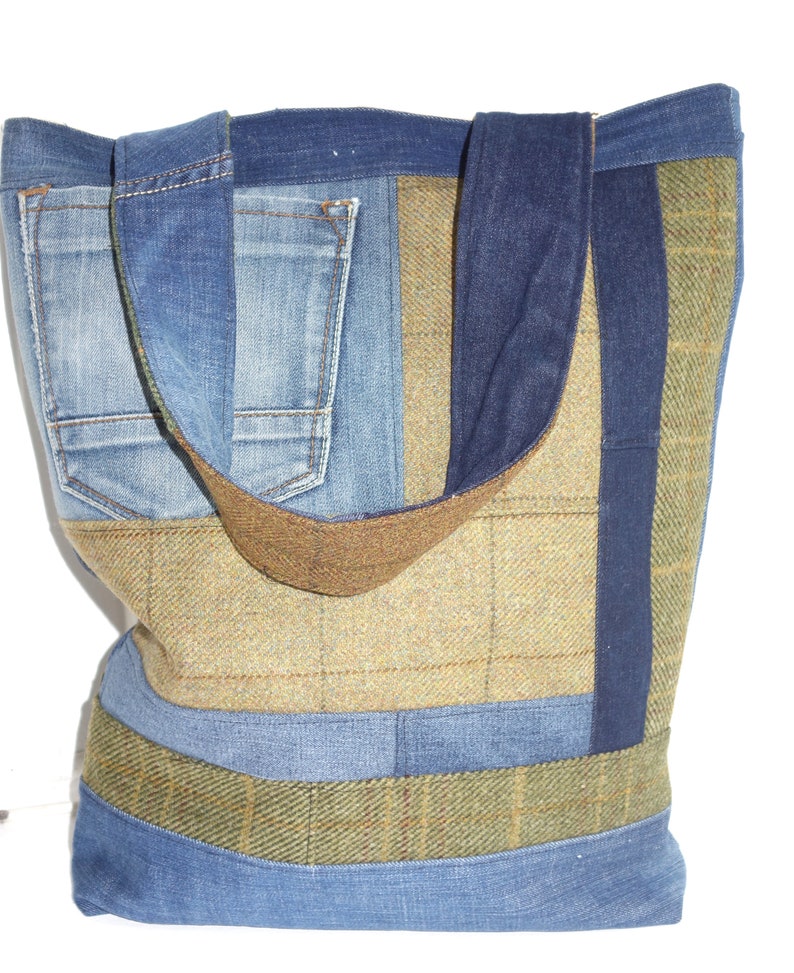 Denim and Tweed Tote Bag