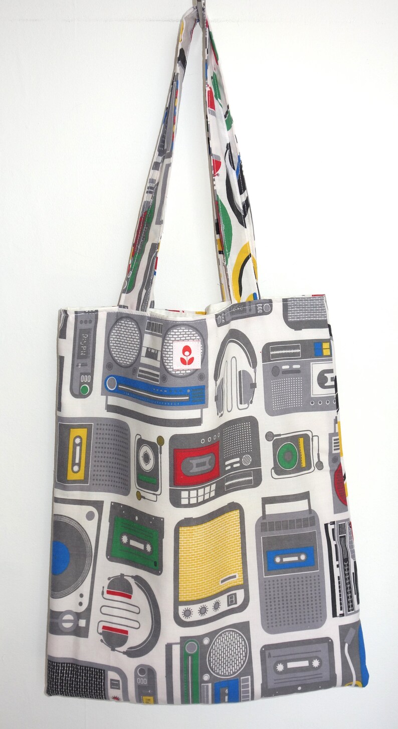 Retro Music Fabric Tote