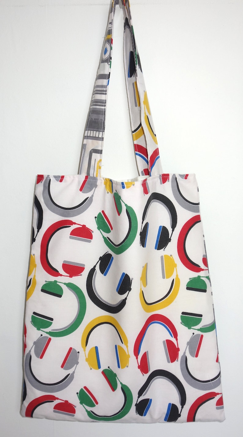 Retro Music Fabric Tote