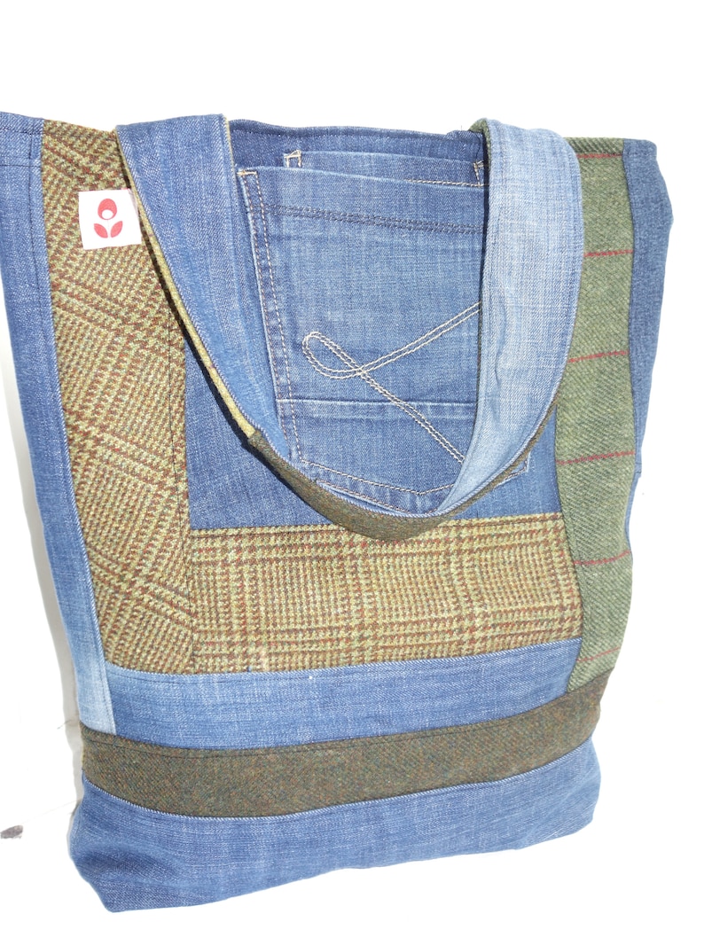 Denim and Tweed Tote Bag