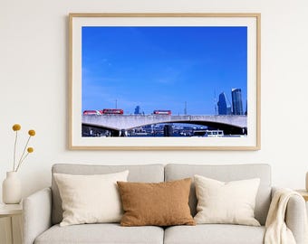 London Bridge Red Bus Print - Iconic Cityscape Wall Art