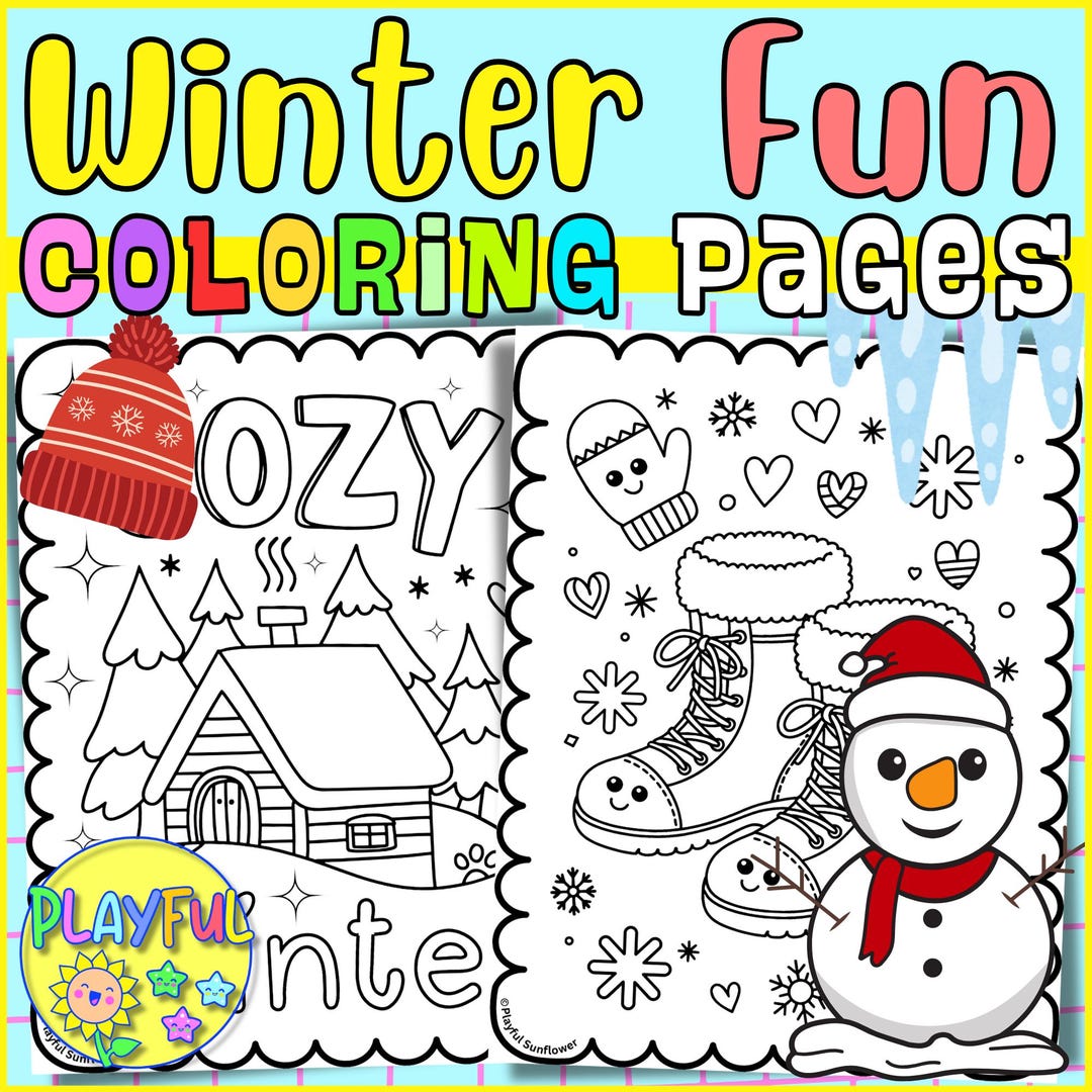 Winter Coloring Page | Snowman Animal Sheets December January Holiday ...