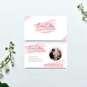 Makeup Artist Business Card Template | Editable Canva Card | Beauty Salon, Lash Tech, Nail Artist Branding
