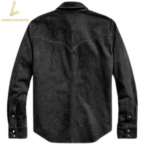 Men's Real Goat Suede Shirt Jacket Western Cowboy Vintage Style Trucker Jacket Real Suede Leather Shirt Casual Slim Fit Shacket Gift for Him image 7