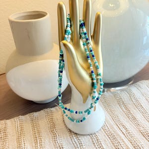 Blue Beaded Wrap Necklace