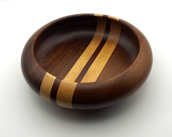 Hand-Turned Segmented Wood Bowl | Walnut & Maple Decorative Art Made in Malaysia