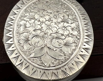 Floral Engraved Victorian Sterling Silver Locket