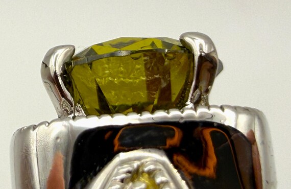 Large Green Statement Ring – Olive Green Faceted … - image 6