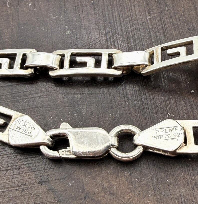 Sterling Silver Greek Key Chain Necklace | Vintage 925 Open Link ...