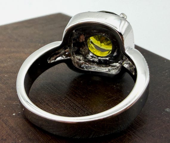 Large Green Statement Ring – Olive Green Faceted … - image 8