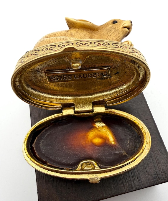 Estée Lauder Figural Rabbit Solid Perfume Compact… - image 8