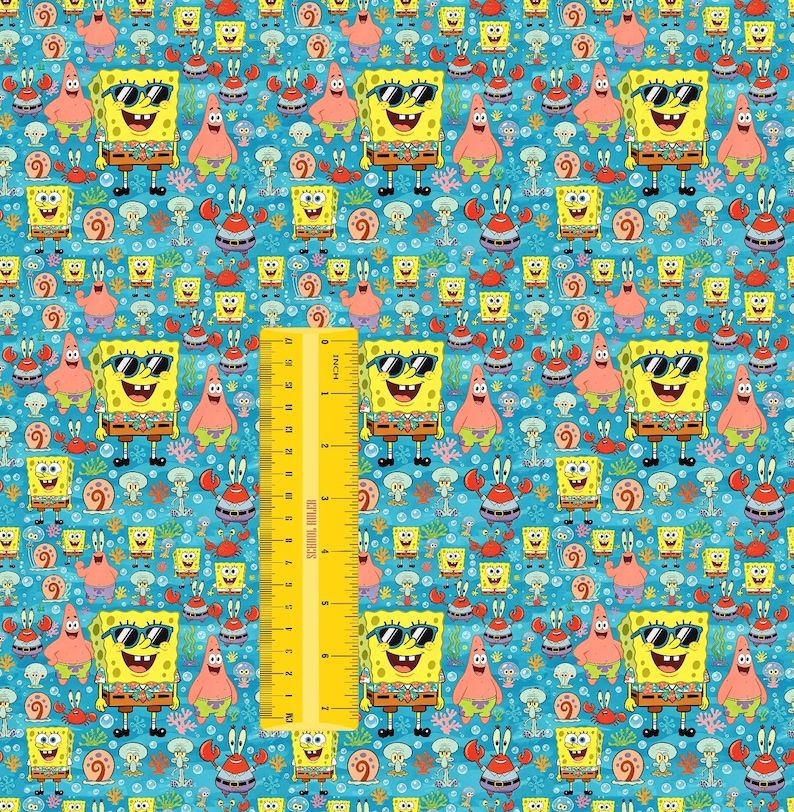 Spongebob Squarepants With Sunglasses Cartoon 100% Cotton Fabric,by the ...